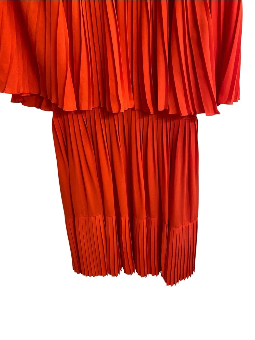 KATE SPADE PERSIMMON ORANGE RED PLEATED CAPE RUFFLE DRESS SIZE 6 VIBRANT DRESS